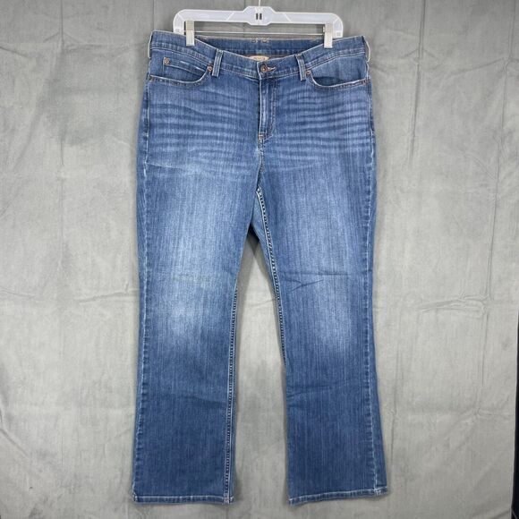 Duluth Trading Jeans Womens 16 x 31 Blue Medium Wash Boot Cut Leg Cotton Blend - Picture 1 of 12